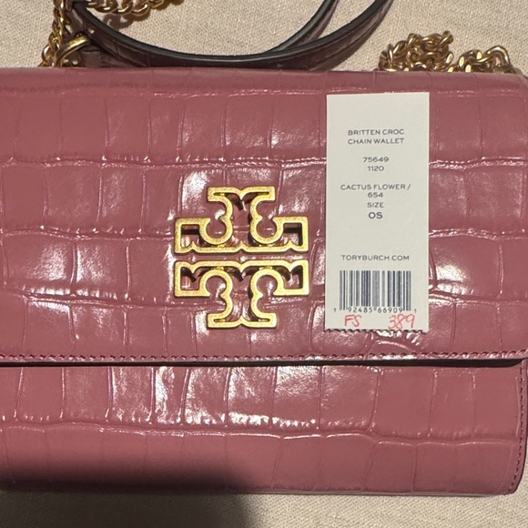 Tory Burch Mauve Croc-Embossed Crossbody Bag - Picture 5 of 5